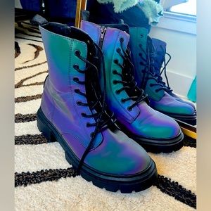 Zara Metallic Combat Boots
